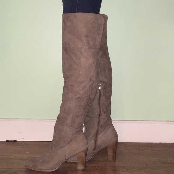 Kareena Over-the Knee Boots in Taupe