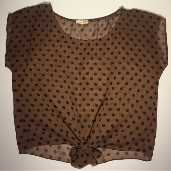 One Clothing Tie Front Polka Dot Blouse Size M