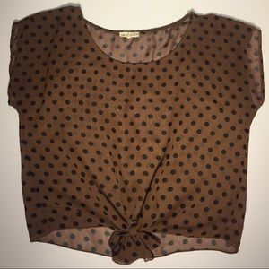 One Clothing Tie Front Polka Dot Blouse Size M