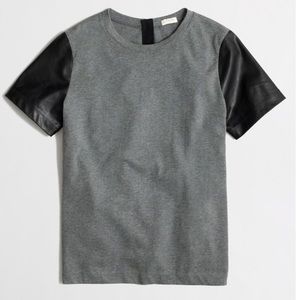 J. CREW FACTORY LEATHER-SLEEVE TEE