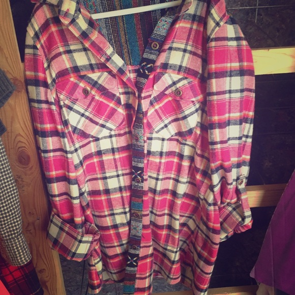 Pink multi color flannel