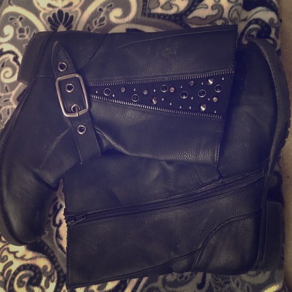 Black rhinestone Ankle Boots