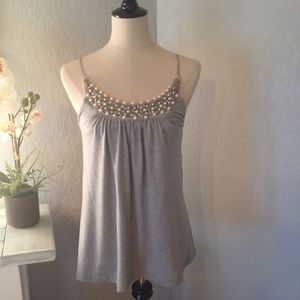 Gray Tank With Bead Detail