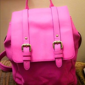 Medium/Small Hot Pink Matte Leather BackPack