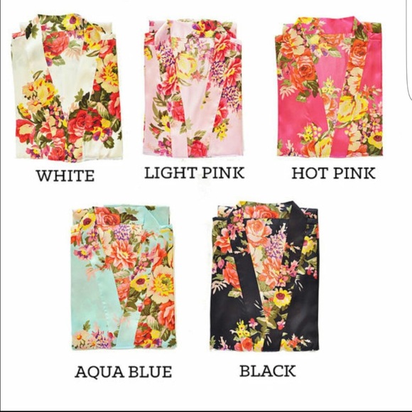 1 White floral robe and 4 black floral robes