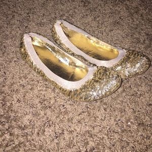 Gold sequins flats