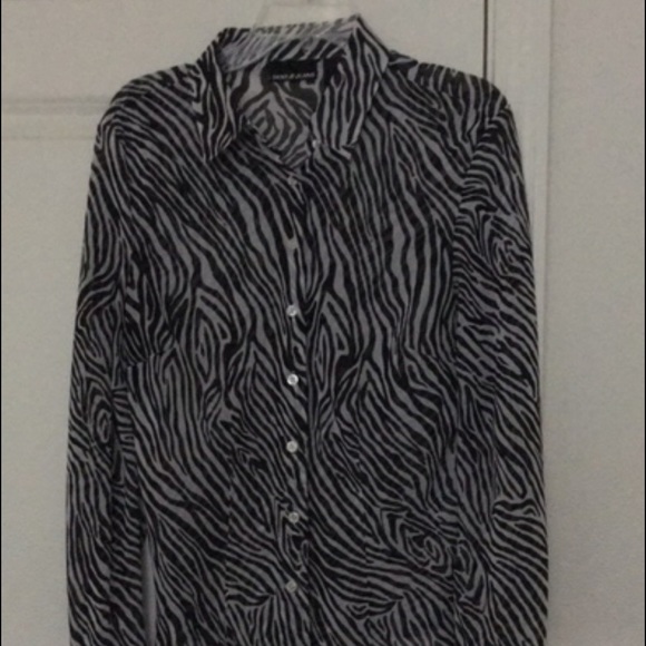 DKNY JEANS zebra print shear blouse