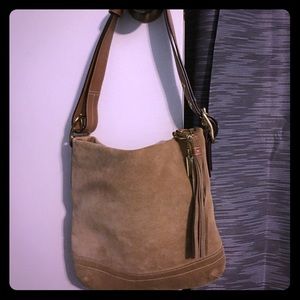 Coach Tan Suede Legacy Hobo w Fringe Detail