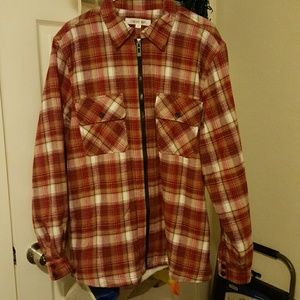 Lined zippered flannel jacket with pockets