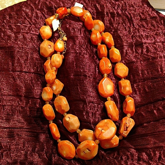 Orange stone necklace (SOLD)