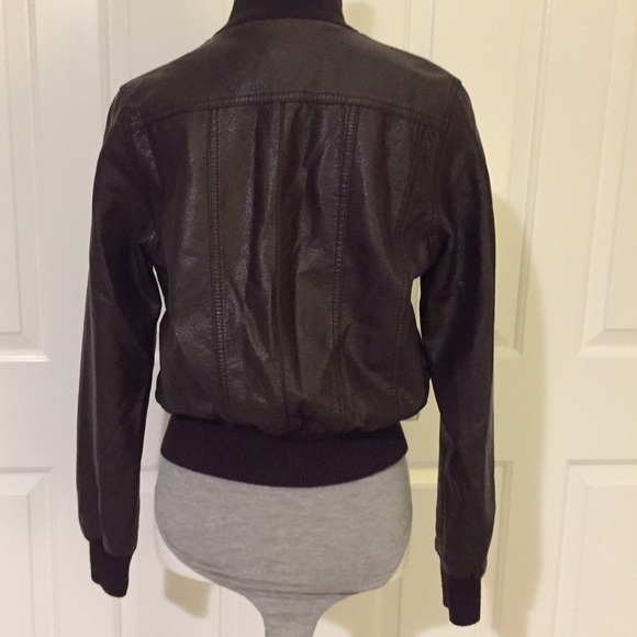 🆕 Brown Faux Leather Bomber Size M - Picture 4 of 4