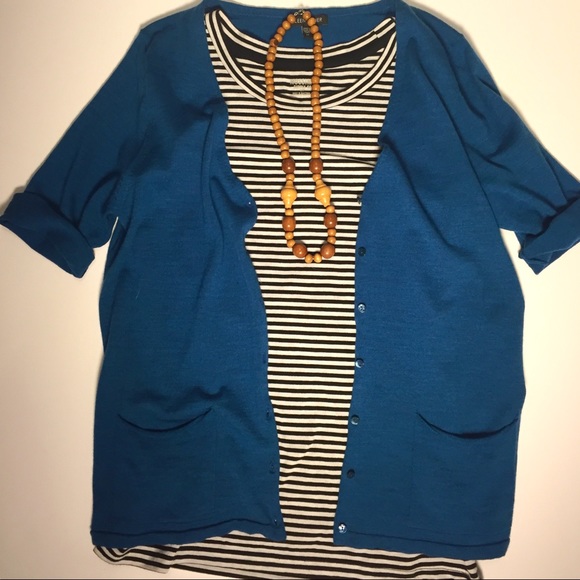 Blue Merino Wool Eileen Fisher Cardigan Size M