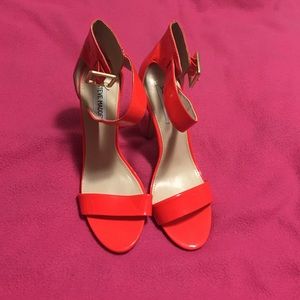 Red ankle strap shoes