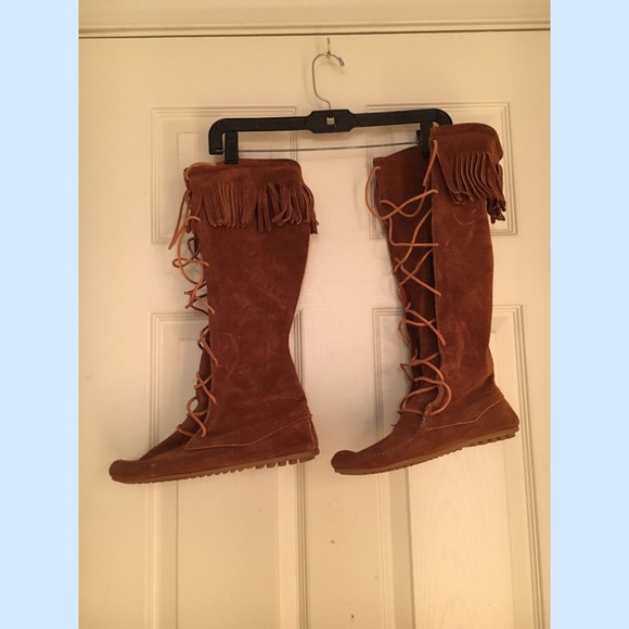 Tall Minnetonka Suede Fringe boots