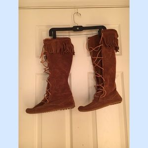 Tall Minnetonka Suede Fringe boots