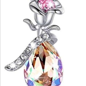 Beautiful silver pink rose in crystal vase