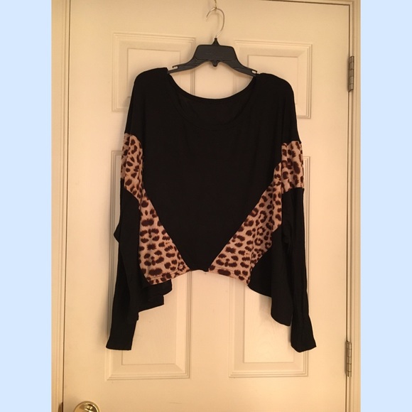 Black and cheetah print dolman top