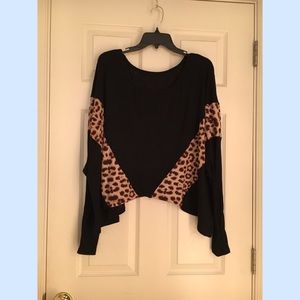 Black and cheetah print dolman top