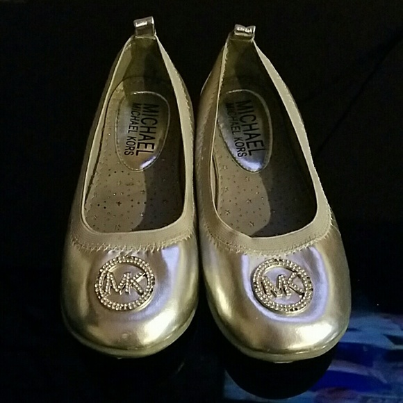 MK Girls Silver Flats