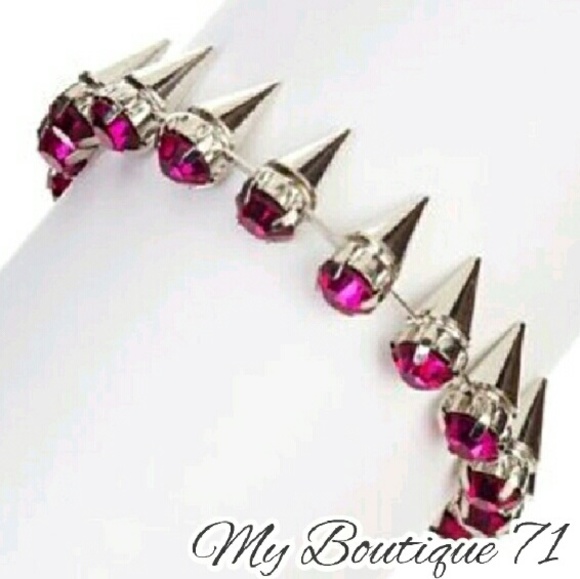 Jewel Tone Silver Spike Bracelet - Picture 2 of 3