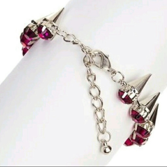 Jewel Tone Silver Spike Bracelet - Picture 3 of 3