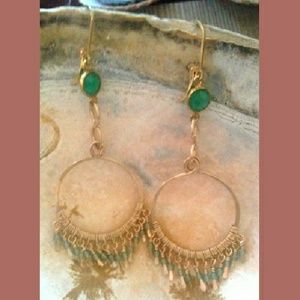 14k gold fill and Green Onyx Earrings
