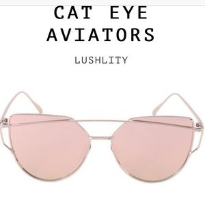 Cat eye aviator sunglasses rose gold