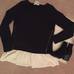 Black with contrast ruffle and zippers, comme toi