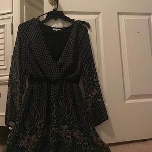 Different print black dress