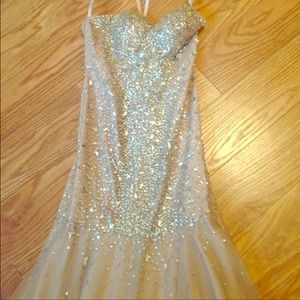 Beautiful nude long beaded dress worn once