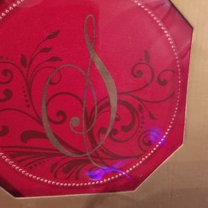 "S" Dessert Plate 8" Red and Gold GRASSLAND NEW