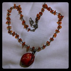 Orange stone necklace