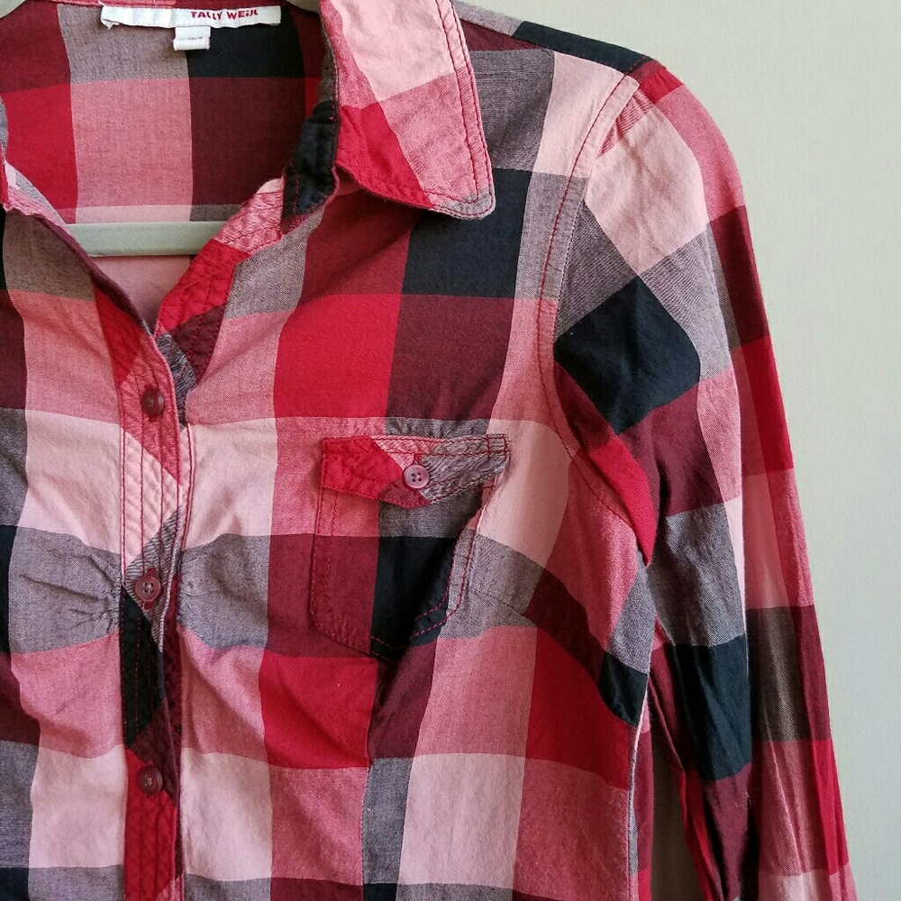 Tally Weijl red plaid shirt size S