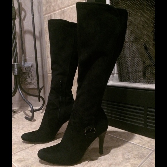 Marc Fisher Black Stretch Knee High Boots 5.5