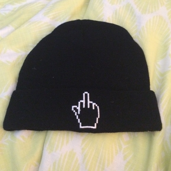 Middle finger black hat