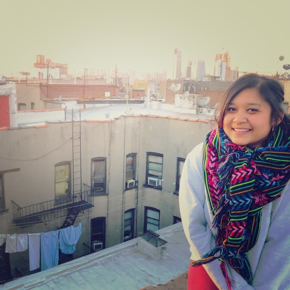 Black and neon blanket scarf from Mexico