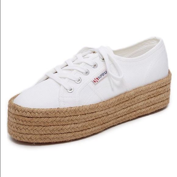 superga platform espadrille white