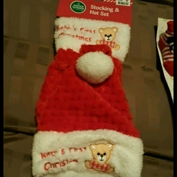 Baby's first christmas hat, stocking, socks