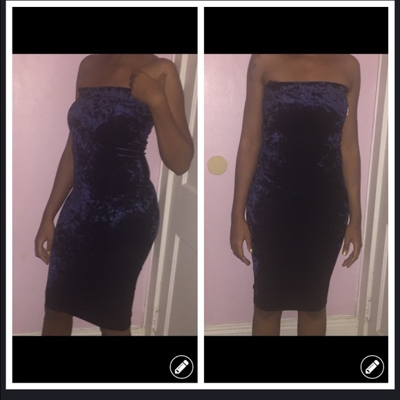 Blue velvet dress