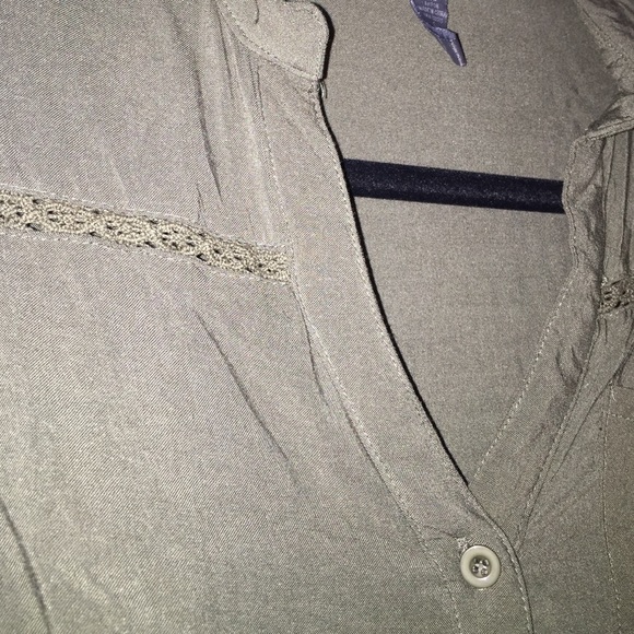 Green Long Sleeve Shirt with Tie - Picture 2 of 3