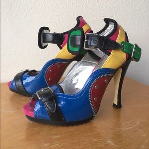 Rainbow Ankle Strap Peep Toes