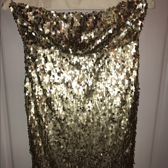UO Sparkle & Fade Gold Sequin Tube Mini Dress Sz 0