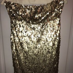 UO Sparkle & Fade Gold Sequin Tube Mini Dress Sz 0
