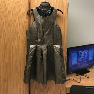 Gold and black mini dress