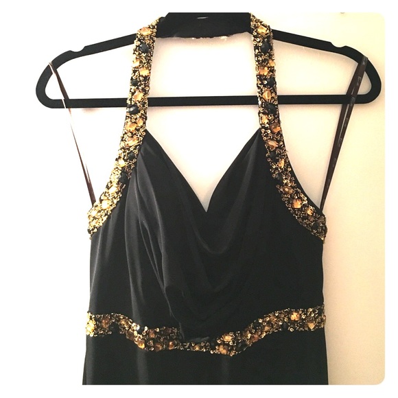 Dresses & Skirts - Black gold beaded prom dress