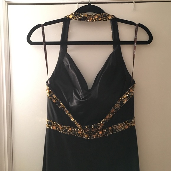 Black gold beaded prom dress - Picture 3 of 4