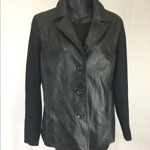 Style & Co Soft Leather & Ribbed Knit Jacket
