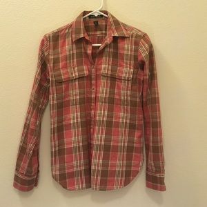 Pink Plaid Cotton Button Down Shirt.