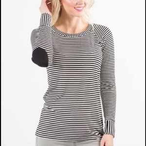 NEW Black Stripe Sportsmanship elbow patch Top