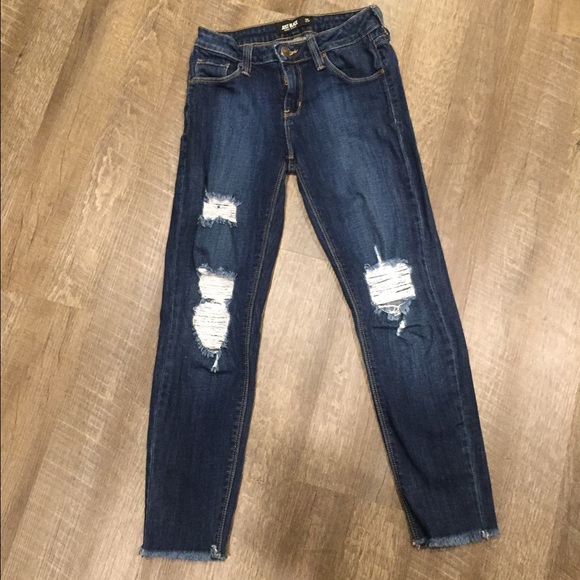 Destroyed dark blue jeans size:25 NEW USA company